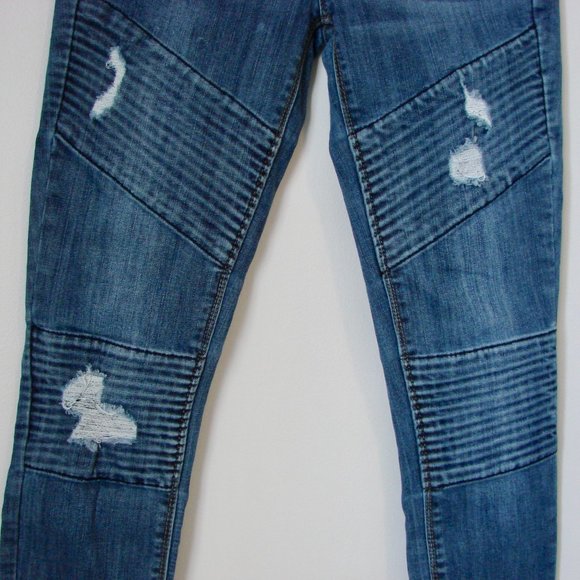 Straight Jeans Distressed Moto Mid Rise Skinny Stretch Kendall + Kylie Size 25 - Picture 8 of 15